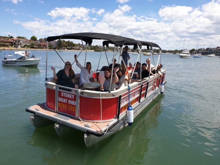 Red Pacific Pontoon Self Drive Boat Hire Hire A Boat Sydney Boat Hire